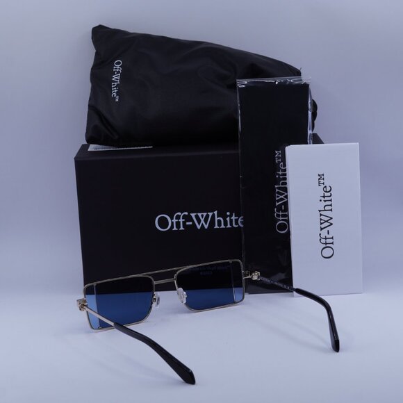 Off-White OERI14A CORTEZ 7645 Rectangle Sunglasses – Gold/Blue - Picture 6 of 11